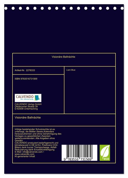 Produktbild: Vision&auml;re Balln&auml;chte (Tischkalender 2026 DIN A5 hoch), CALVENDO Monatskalender