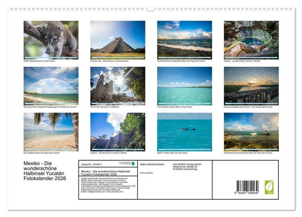 Produktbild: Mexiko - Die wundersch&ouml;ne Halbinsel Yucat&aacute;n Fotokalender 2026 (Wandkalender 2026 DIN A2 quer), CALVENDO Monatskalender