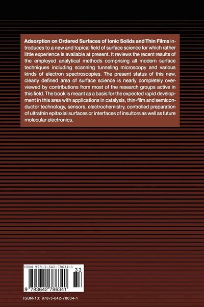 Produktbild: Adsorption on Ordered Surfaces of Ionic Solids and Thin Films