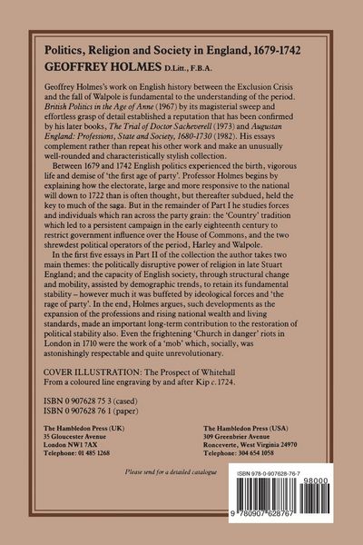 Produktbild: Politics, Religion and Society in England, 1679-1742