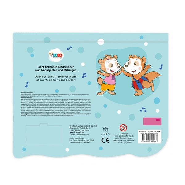 Produktbild: Tr&ouml;tsch Bobo Siebenschl&auml;fer Klavierbuch Meine ersten Lieder Soundbuch Liederbuch