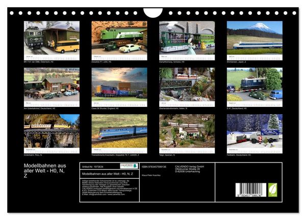 Produktbild: Modellbahnen aus aller Welt - H0, N, Z (Wandkalender 2026 DIN A4 quer), CALVENDO Monatskalender