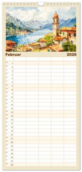 Produktbild: Familienplaner 2026 - Mediterrane Landschaften mit 5 Spalten (Wandkalender, 21 x 45 cm) CALVENDO