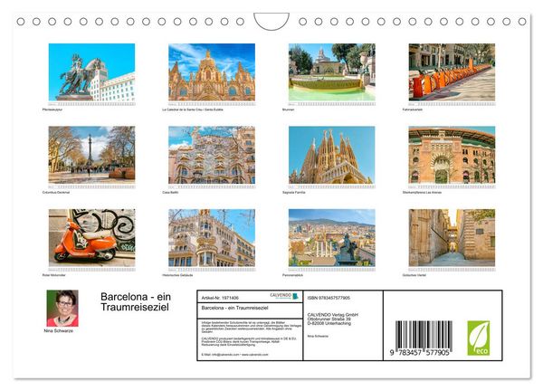 Produktbild: Barcelona - ein Traumreiseziel (Wandkalender 2026 DIN A4 quer), CALVENDO Monatskalender