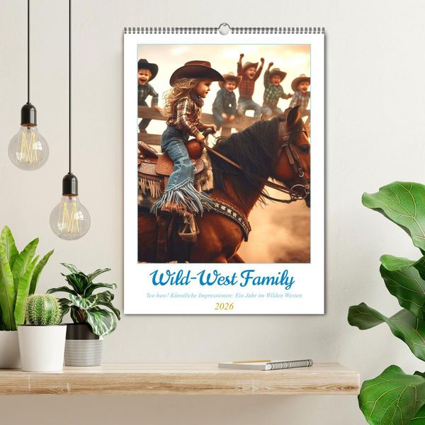 Produktbild: Wild-West Family - Yee-haw! K&uuml;nstliche Impressionen: Ein Jahr im Wilden Westen (Wandkalender 2026 DIN A2 hoch), CALVENDO Monatskalender