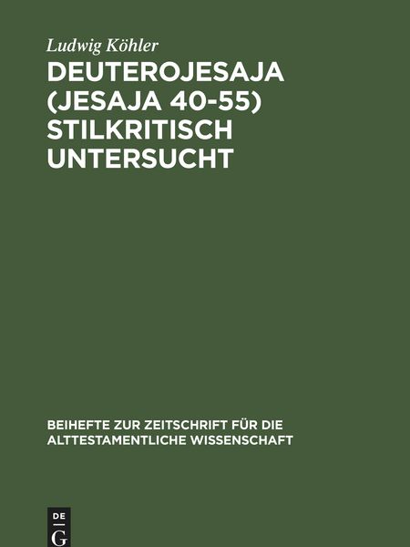 Produktbild: Deuterojesaja (Jesaja 40-55) stilkritisch untersucht