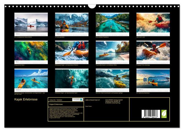 Produktbild: Kajak Erlebnisse (Wandkalender 2026 DIN A3 quer), CALVENDO Monatskalender