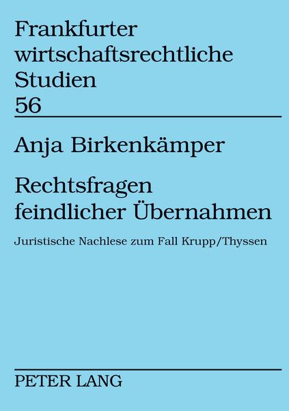 Produktbild: Rechtsfragen feindlicher &Uuml;bernahmen