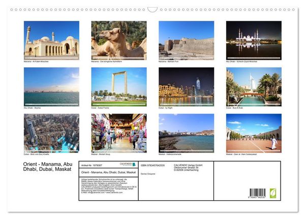 Produktbild: Orient - Manama, Abu Dhabi, Dubai, Maskat (Wandkalender 2026 DIN A2 quer), CALVENDO Monatskalender