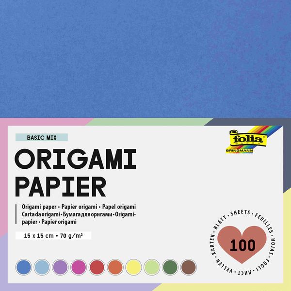 Produktbild: Folia Faltbl&auml;tter 70g/m&sup2; 15x15cm, 100 Blatt farbig