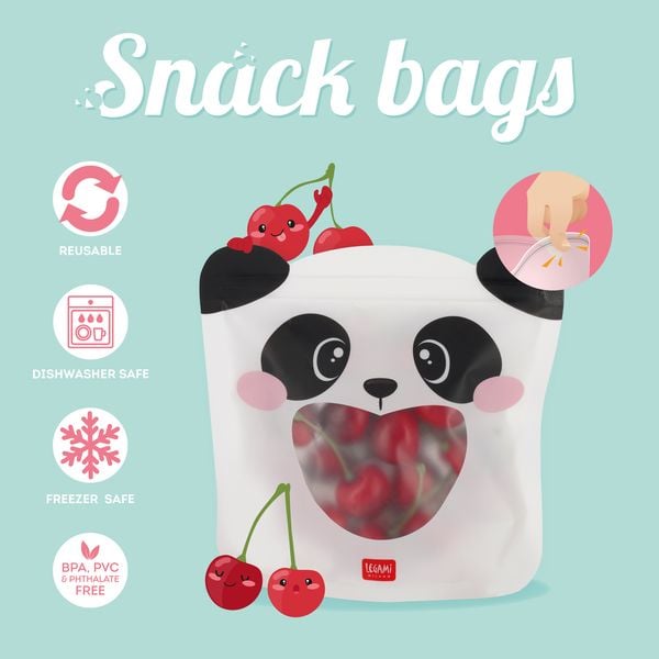 Produktbild: Legami 3er Set wiederverwendbare Snack Taschen - Panda