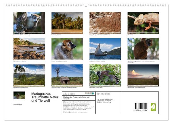 Produktbild: Madagaskar. Traumhafte Natur und Tierwelt (hochwertiger Premium Wandkalender 2026 DIN A2 quer), Kunstdruck in Hochglanz