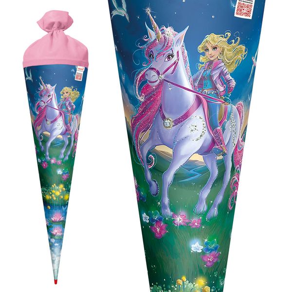 Produktbild: Motivschult&uuml;te, Magische Einhornreiterin, 70 cm, Glitter