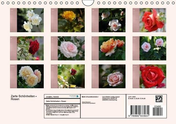 Produktbild: Zarte Sch&ouml;nheiten - Rosen (Wandkalender immerw&auml;hrend DIN A4 quer)