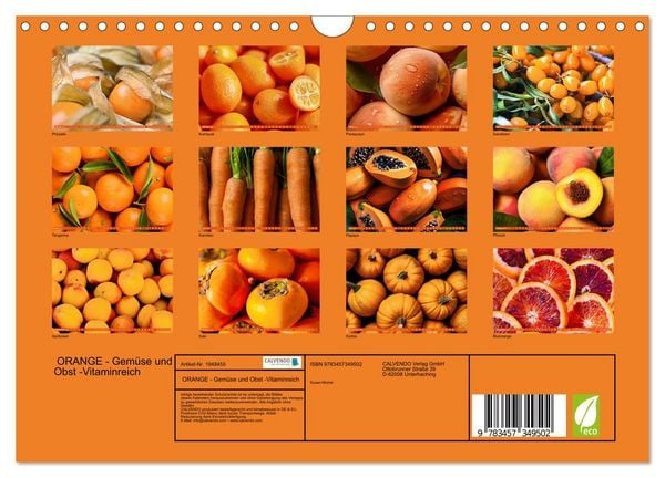 Produktbild: ORANGE - Gem&uuml;se und Obst -Vitaminreich (Wandkalender 2026 DIN A4 quer), CALVENDO Monatskalender
