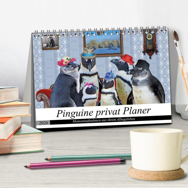 Produktbild: Pinguine privat Planer (Tischkalender 2026 DIN A5 quer), CALVENDO Monatskalender