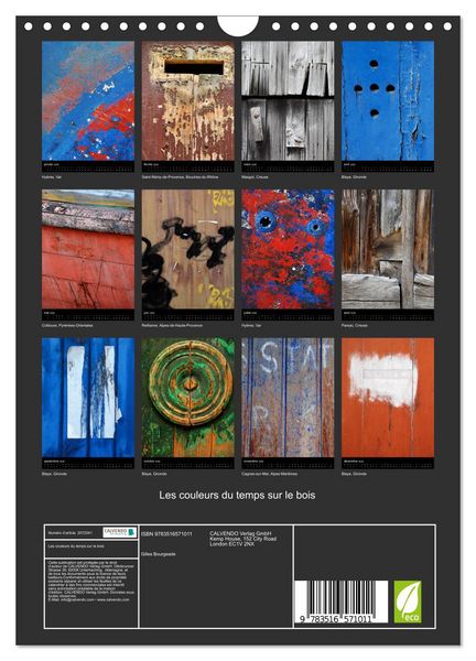 Produktbild: Les couleurs du temps sur le bois (Calendrier mural 2026 DIN A4 horizontal), CALVENDO calendrier mensuel