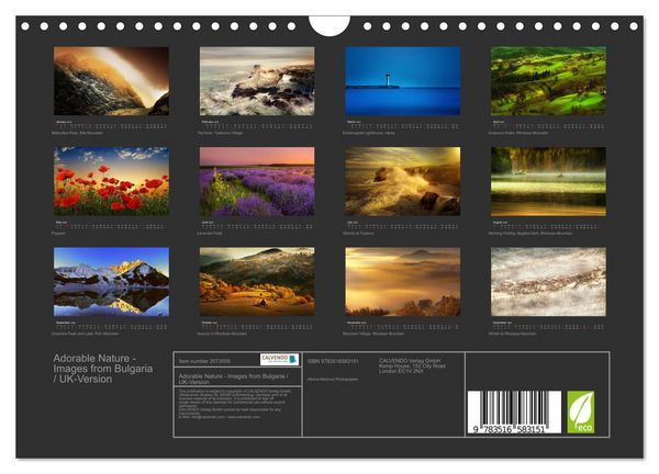 Produktbild: Adorable Nature - Images from Bulgaria / UK-Version (Wall Calendar 2026 DIN A4 landscape), CALVENDO 12 Month Wall Calendar