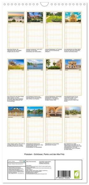 Produktbild: Familienplaner 2026 - Potsdam - Schl&ouml;sser, Parks und der Alte Fritz mit 5 Spalten (Wandkalender, 21 x 45 cm) CALVENDO