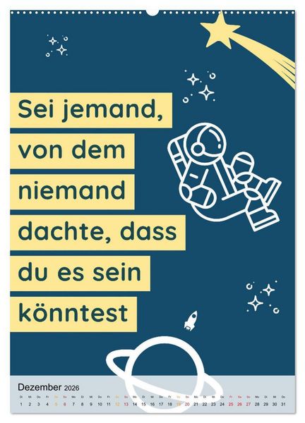 Produktbild: Dein monatlicher Motivationsschub: Das Leben wird nicht leichter, Du wirst nur st&auml;rker. (Wandkalender 2026 DIN A2 hoch), CALVENDO Monatskalender