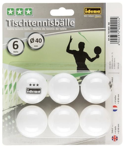 Idena Tischtennisbälle 3 Stern Ø4cm 6 Stück