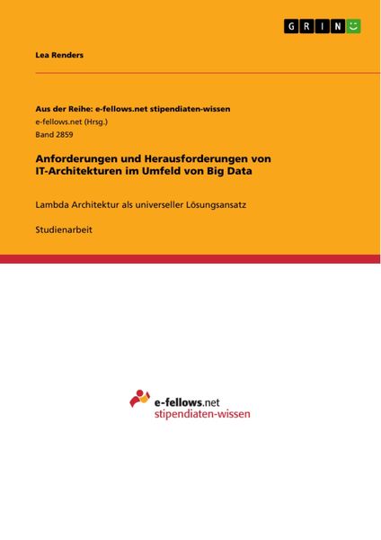 Produktbild: Anforderungen und Herausforderungen von IT-Architekturen im Umfeld von Big Data