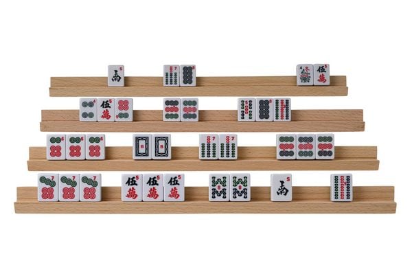 Produktbild: Spielsteinhalter aus Holz, 4er Set, f&uuml;r Domino und Mah Jongg, ohne Spielsteine, 35 cm,