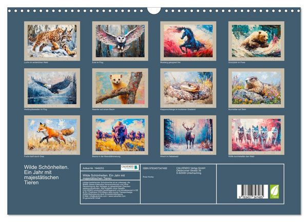 Produktbild: Wilde Sch&ouml;nheiten. Ein Jahr mit majest&auml;tischen Tieren (Wandkalender 2026 DIN A3 quer), CALVENDO Monatskalender