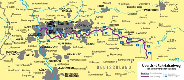 KOMPASS Fahrrad-Tourenkarte Ruhrtalradweg 1:50.000