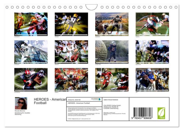 Produktbild: HEROES - American Football (Wandkalender 2026 DIN A4 quer), CALVENDO Monatskalender