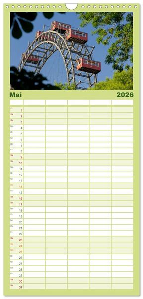 Produktbild: Familienplaner 2026 - Traumhaftes Wien mit 5 Spalten (Wandkalender, 21 x 45 cm) CALVENDO