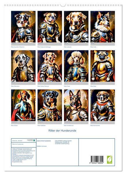 Produktbild: Ritter der Hunderunde (hochwertiger Premium Wandkalender 2026 DIN A2 hoch), Kunstdruck in Hochglanz