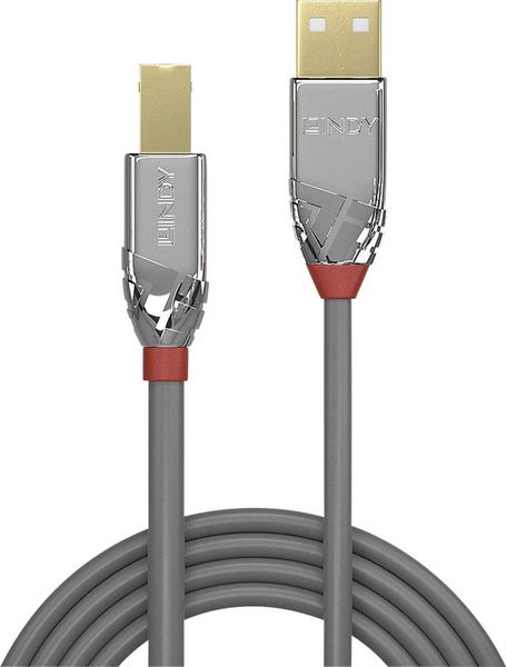 LINDY USB-Kabel USB 2.0 USB-A Stecker, USB-B Stecker 3.00m Grau 36643