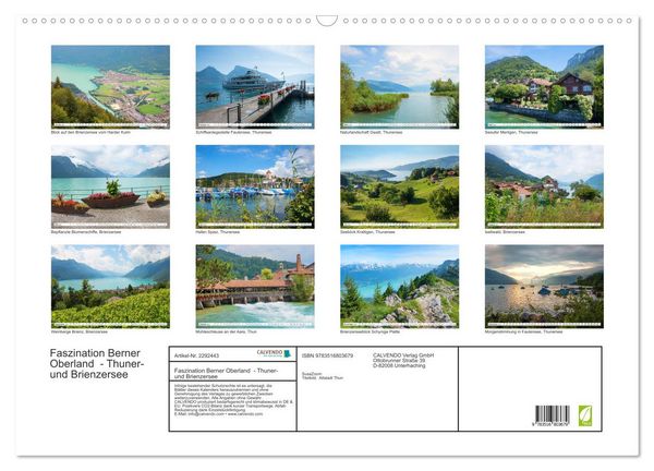 Produktbild: Faszination Berner Oberland - Thuner- und Brienzersee (Wandkalender 2027 DIN A2 quer), CALVENDO Monatskalender