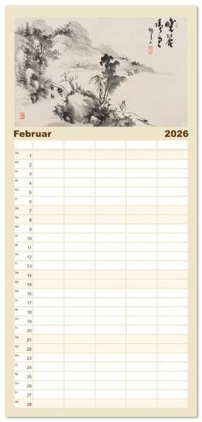 Produktbild: Familienplaner 2026 - Yoshitsugu Haizan mit 5 Spalten (Wandkalender, 21 x 45 cm) CALVENDO