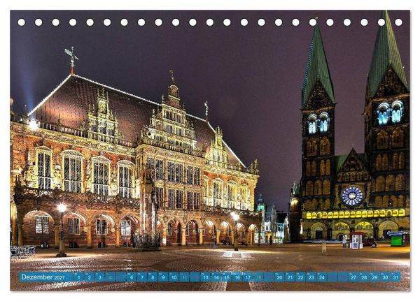 Produktbild: Hansestadt Bremen zur blauen Stunde (Tischkalender 2027 DIN A5 quer), CALVENDO Monatskalender