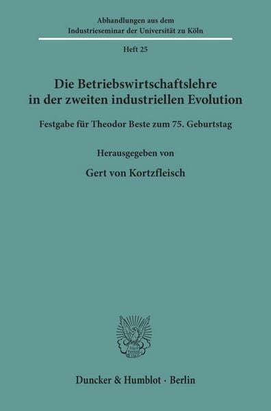 Produktbild: Die Betriebswirtschaftslehre in der zweiten industriellen Evolution.