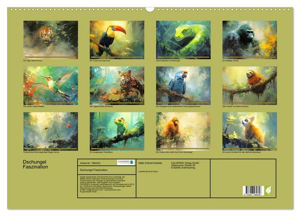 Produktbild: Dschungel Faszination (Wandkalender 2026 DIN A2 quer), CALVENDO Monatskalender