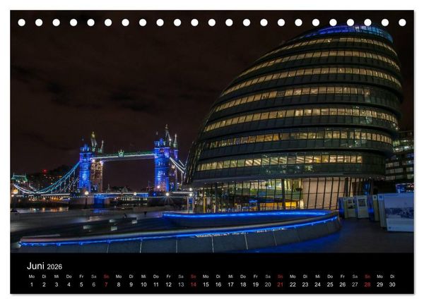 Produktbild: London - Nachts an der Themse (Tischkalender 2026 DIN A5 quer), CALVENDO Monatskalender