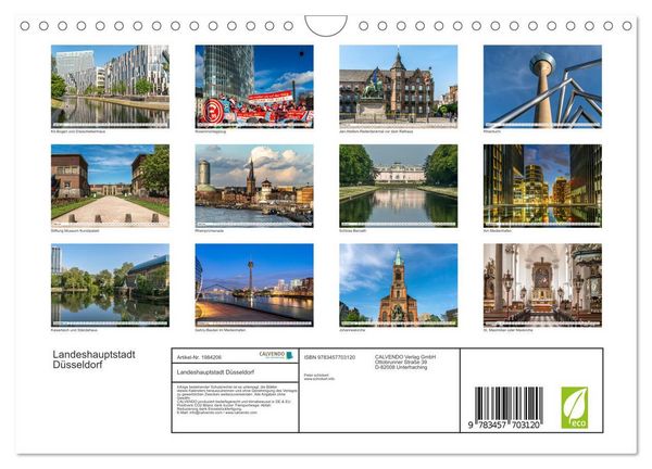 Produktbild: Landeshauptstadt D&uuml;sseldorf (Wandkalender 2026 DIN A4 quer), CALVENDO Monatskalender