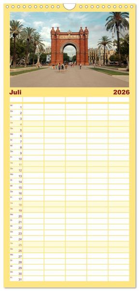 Produktbild: Familienplaner 2026 - Barcelona - Die wundersch&ouml;ne Hauptstadt Kataloniens. mit 5 Spalten (Wandkalender, 21 x 45 cm) CALVENDO