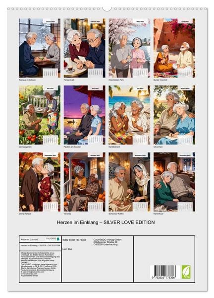 Produktbild: Herzen im Einklang &ndash; SILVER LOVE EDITION (hochwertiger Premium Wandkalender 2027 DIN A2 hoch), Kunstdruck in Hochglanz