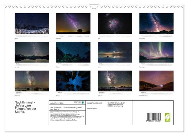 Produktbild: Nachthimmel - Unfassbare Fotografien der Sterne. (Wandkalender 2027 DIN A3 quer), CALVENDO Monatskalender