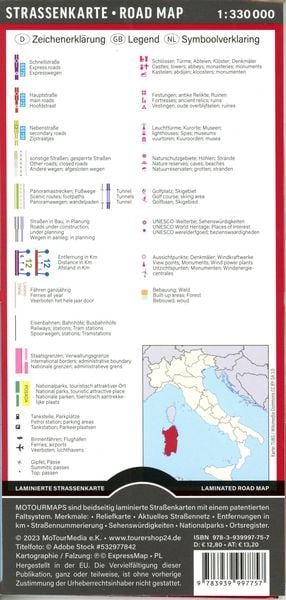 Produktbild: MoTourMaps Sardinien Auto- und Motorradkarte 1:330.000