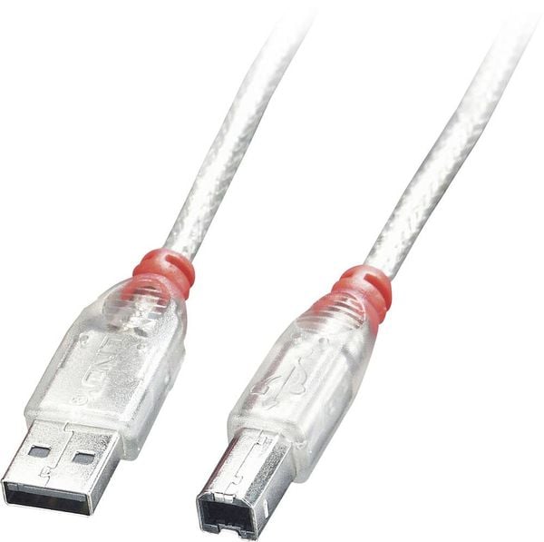 LINDY USB-Kabel USB 2.0 USB-A Stecker, USB-B Stecker 5.00m Transparent 41755