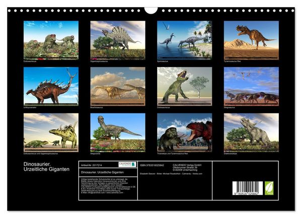 Produktbild: Dinosaurier. Urzeitliche Giganten (Wandkalender 2026 DIN A3 quer), CALVENDO Monatskalender