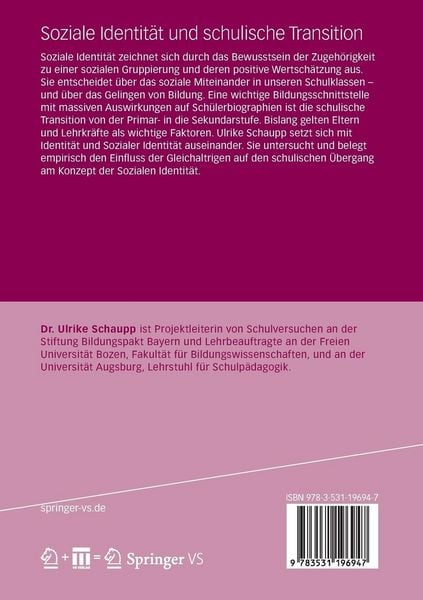 Produktbild: Soziale Identit&auml;t und schulische Transition