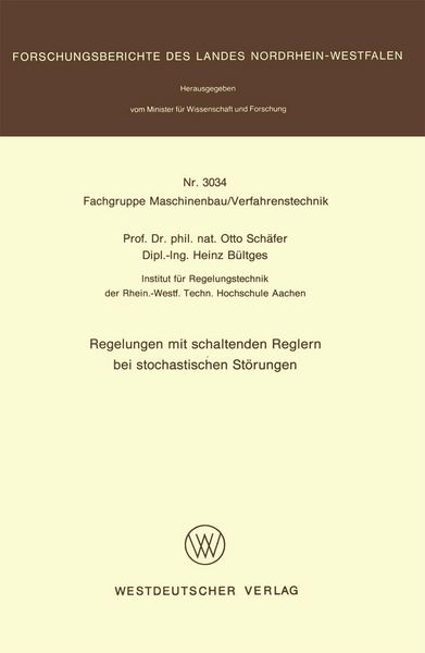 Produktbild: Regelungen mit schaltenden Reglern bei stochastischen St&ouml;rungen
