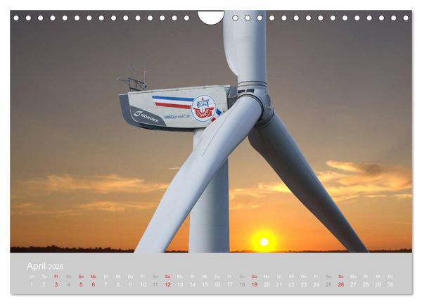 Produktbild: Windkraftanlagen aus der Luft fotografiert (Wandkalender 2026 DIN A4 quer), CALVENDO Monatskalender