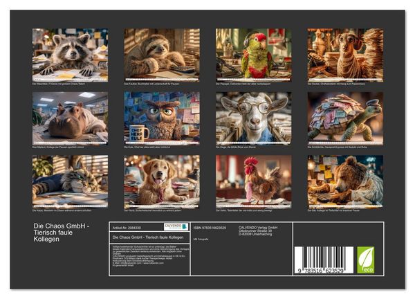 Produktbild: Die Chaos GmbH - Tierisch faule Kollegen (Wandkalender 2026 DIN A4 quer), CALVENDO Monatskalender
